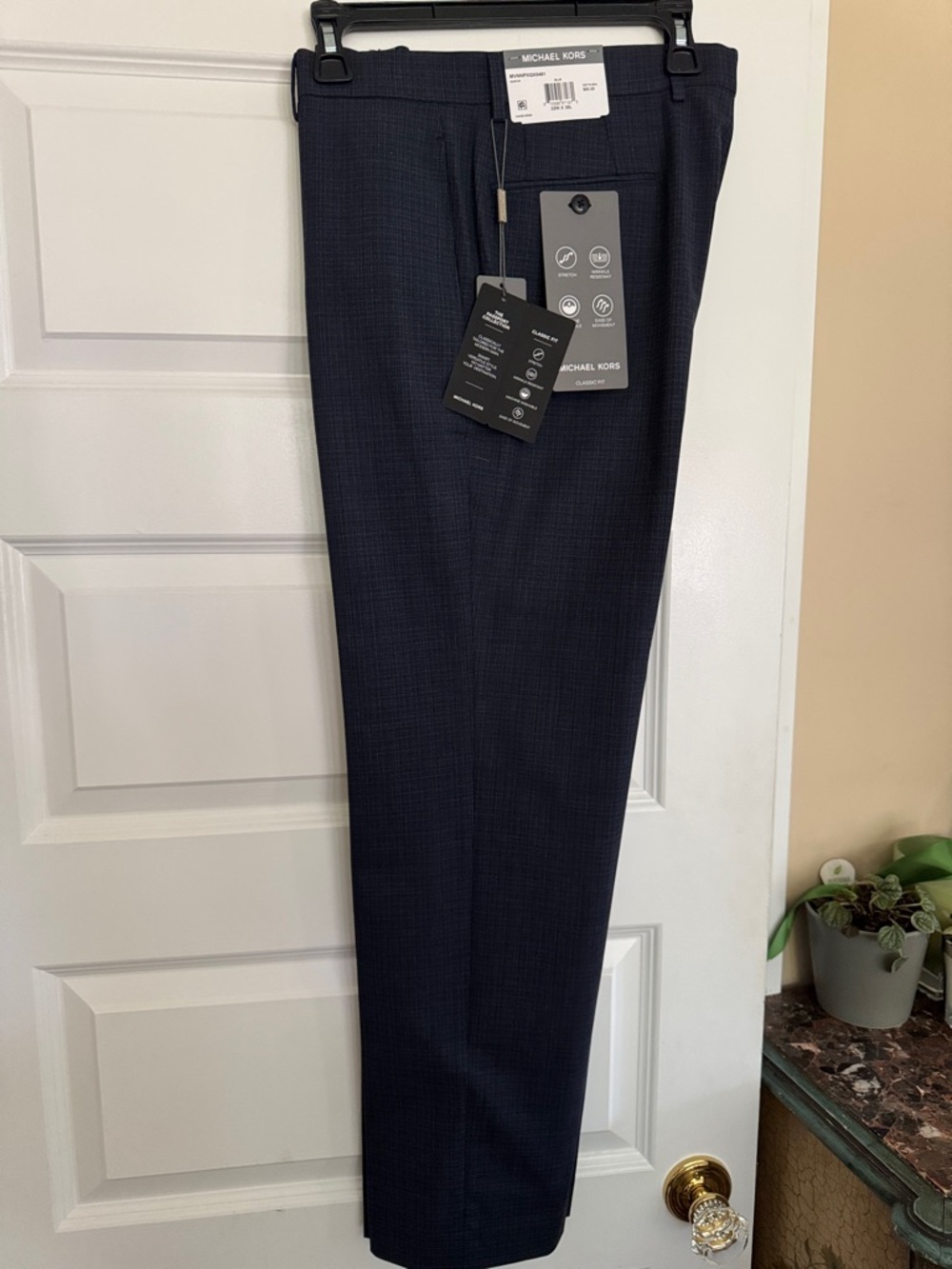 Michael Kors Men's Dark Navy Textured Dress Pants